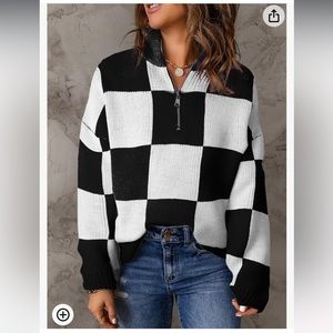 NWOT Woman’s Waffle Knit Quarter Zip Pullover Sweater